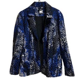 Sharon Young, Collared, Zip Up, Long Sleeves Small Coat, Multi, 12